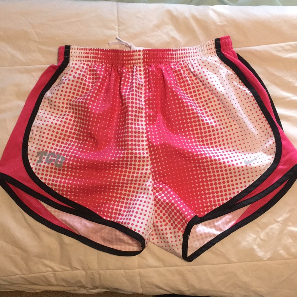 NWOT Pink and White TCU Nike Dri-fit shorts